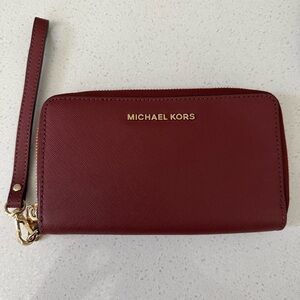 Michael Kors Burgundy Wristlet Wallet